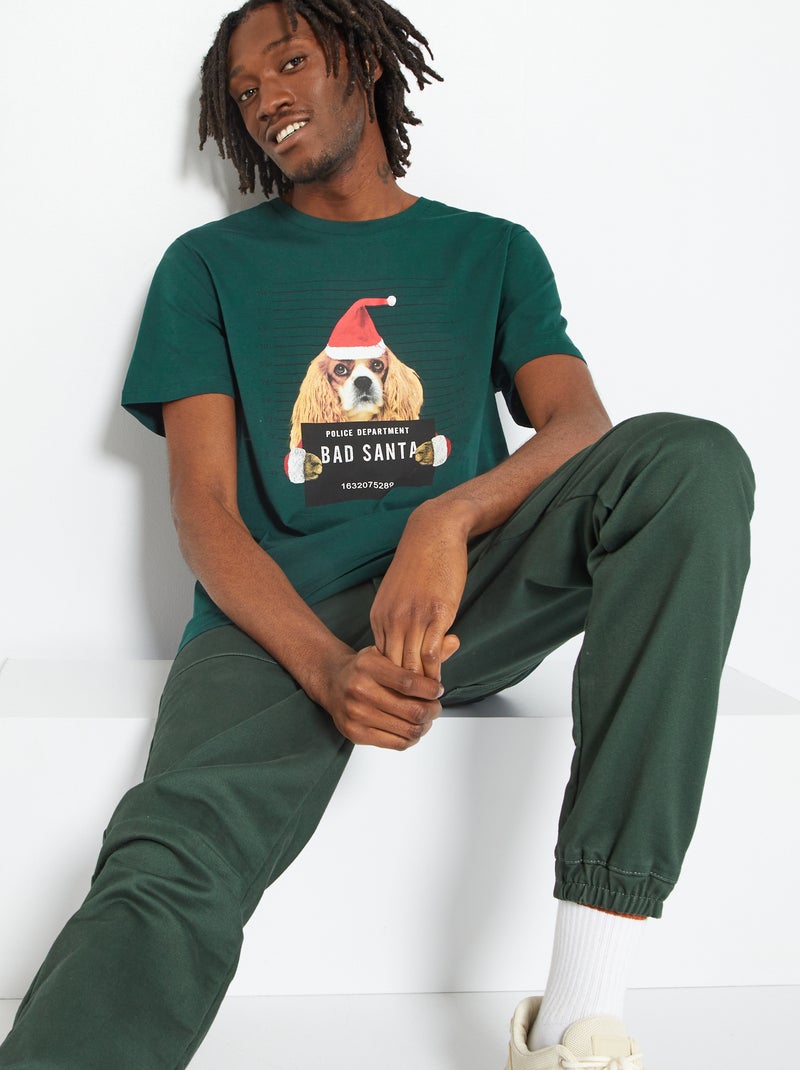 Kerstpyjama van jersey GROEN - Kiabi