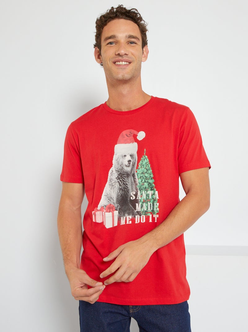 Kerstpyjama van jersey rood - Kiabi