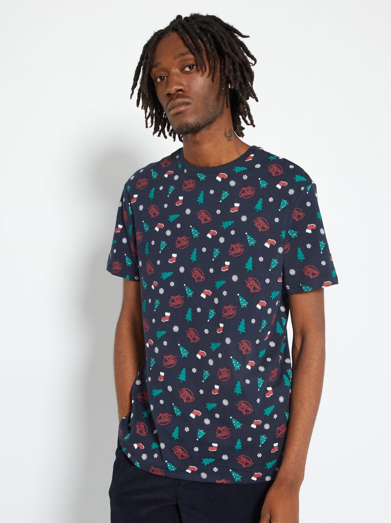 Kerstshirt BLAUW - Kiabi