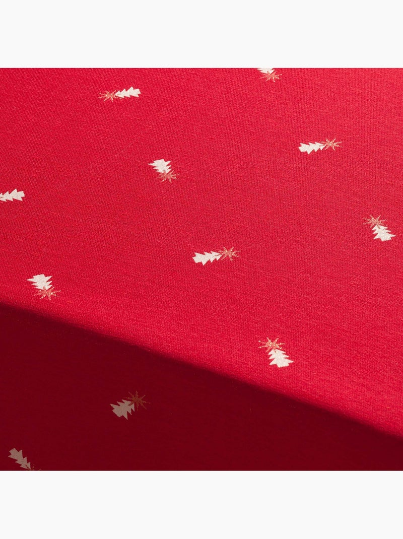 Kersttafelkleed met lurex-garen en geborduurde dennenbomen in reliëf - gamusi. Rood - Kiabi