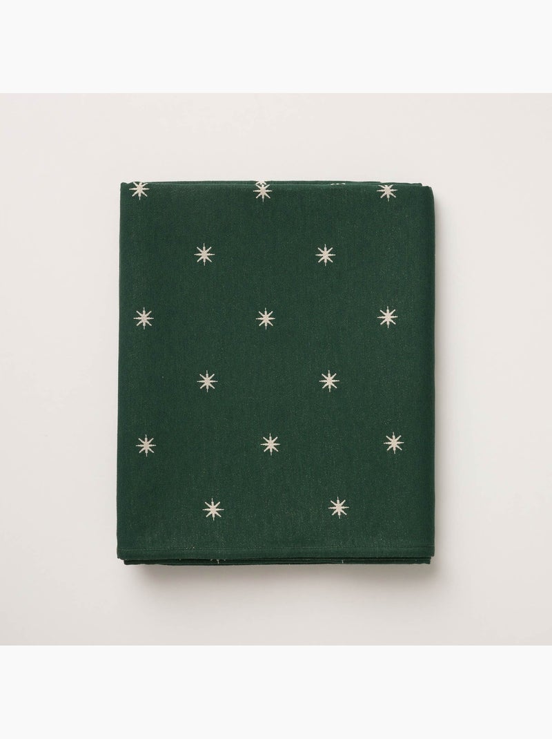 Kersttafelkleed met lurex-garen en geborduurde sterren in reliëf - gamusi. Groen - Kiabi