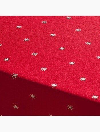 Kersttafelkleed met lurex-garen en geborduurde sterren in reliëf - gamusi.