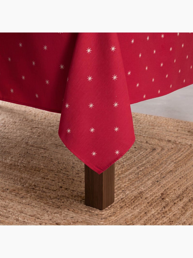 Kersttafelkleed met lurex-garen en geborduurde sterren in reliëf - gamusi. Rood - Kiabi