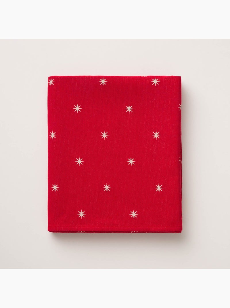 Kersttafelkleed met lurex-garen en geborduurde sterren in reliëf - gamusi. Rood - Kiabi