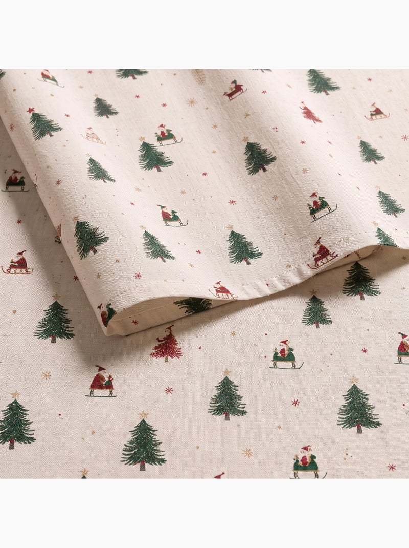 Kersttafelkleed met natuurlijke linnenlook en alpine print - gamusi. Linnen - Kiabi