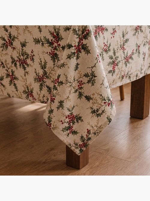 Kersttafelkleed met natuurlijke linnenlook en hulstprint - gamusi. - Kiabi Kersttafelkleed met natuurlijke linnenlook en hulstprint - gamusi. - Kiabi