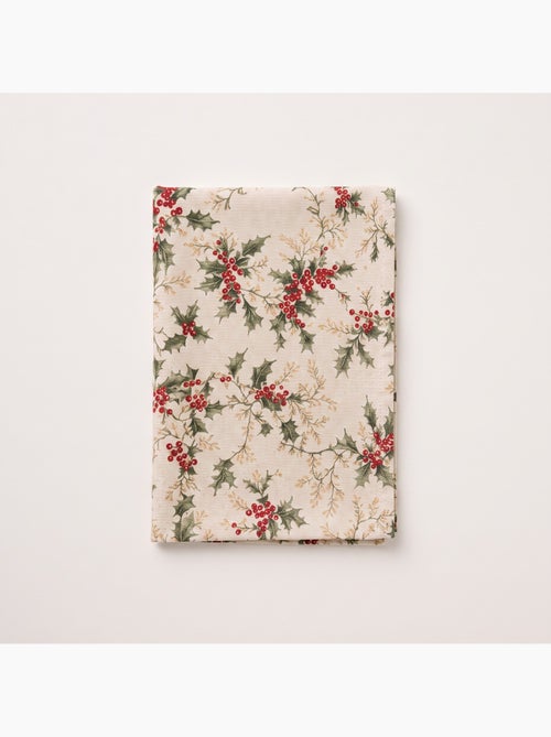 Kersttafelkleed met natuurlijke linnenlook en hulstprint - gamusi. - Kiabi Kersttafelkleed met natuurlijke linnenlook en hulstprint - gamusi. - Kiabi