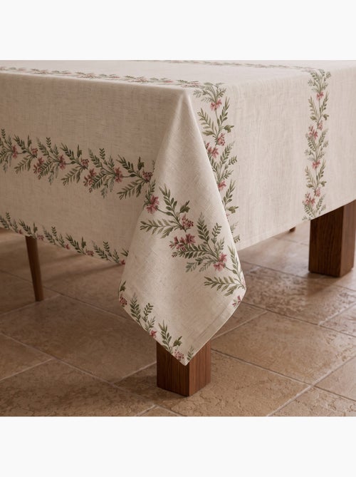 Kersttafelkleed met natuurlijke linnenlook en kerstguirlandeprint - gamusi. - Kiabi Kersttafelkleed met natuurlijke linnenlook en kerstguirlandeprint - gamusi. - Kiabi