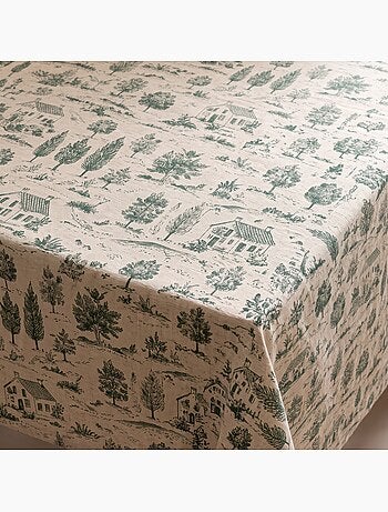 Kersttafelkleed met natuurlijke linnenlook en landelijke print - gamusi.