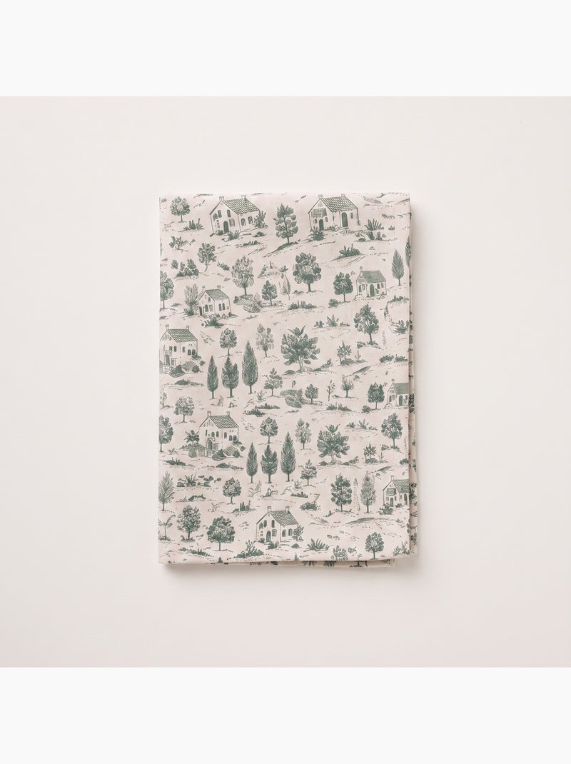Kersttafelkleed met natuurlijke linnenlook en landelijke print - gamusi. Linnen - Kiabi
