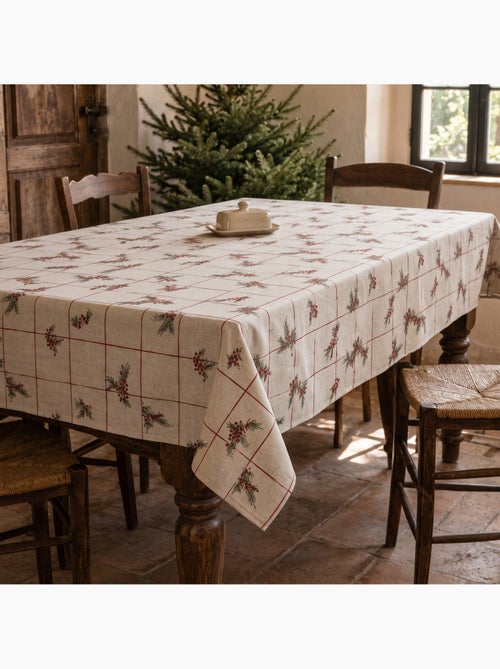 Kersttafelkleed met natuurlijke linnenlook en ruitprint - gamusi. - Kiabi Kersttafelkleed met natuurlijke linnenlook en ruitprint - gamusi. - Kiabi