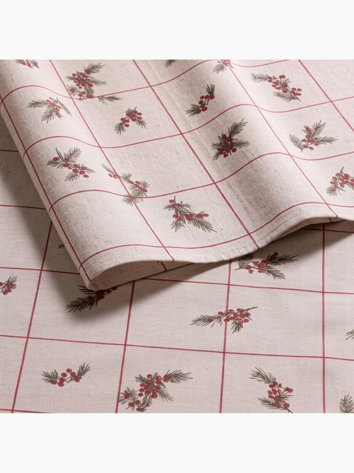 Kersttafelkleed met natuurlijke linnenlook en ruitprint - gamusi. - Kiabi Kersttafelkleed met natuurlijke linnenlook en ruitprint - gamusi. - Kiabi
