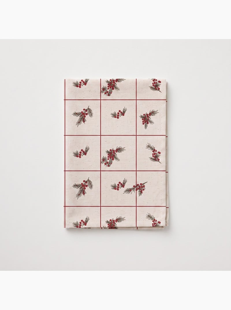 Kersttafelkleed met natuurlijke linnenlook en ruitprint - gamusi. Linnen - Kiabi