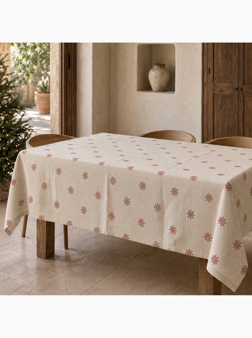 Kersttafelkleed met natuurlijke linnenlook en sneeuwvlokkenprint - gamusi. - Kiabi Kersttafelkleed met natuurlijke linnenlook en sneeuwvlokkenprint - gamusi. - Kiabi