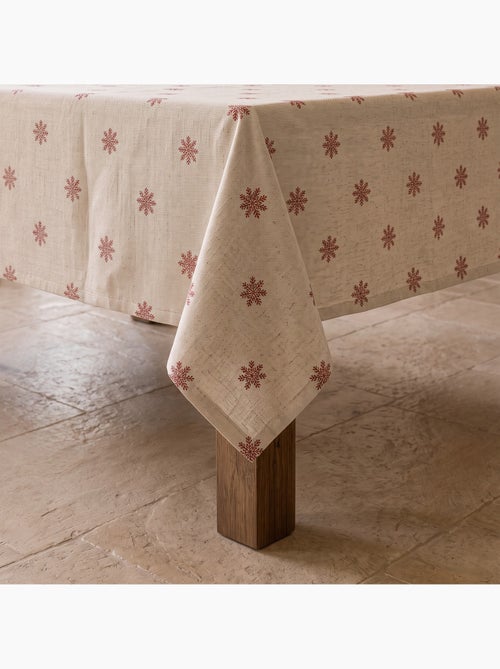 Kersttafelkleed met natuurlijke linnenlook en sneeuwvlokkenprint - gamusi. - Kiabi Kersttafelkleed met natuurlijke linnenlook en sneeuwvlokkenprint - gamusi. - Kiabi