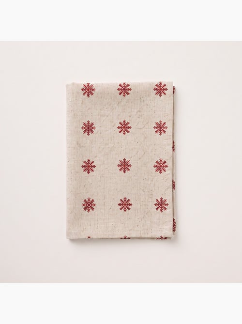 Kersttafelkleed met natuurlijke linnenlook en sneeuwvlokkenprint - gamusi. - Kiabi Kersttafelkleed met natuurlijke linnenlook en sneeuwvlokkenprint - gamusi. - Kiabi