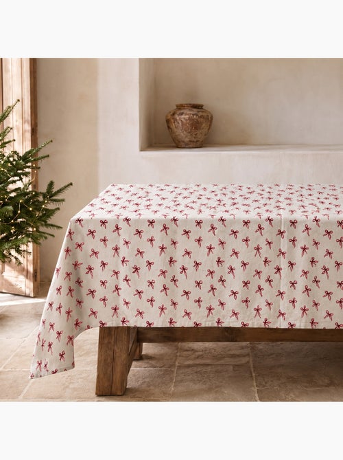 Kersttafelkleed met natuurlijke linnenlook en strikkenprint - gamusi. - Kiabi Kersttafelkleed met natuurlijke linnenlook en strikkenprint - gamusi. - Kiabi