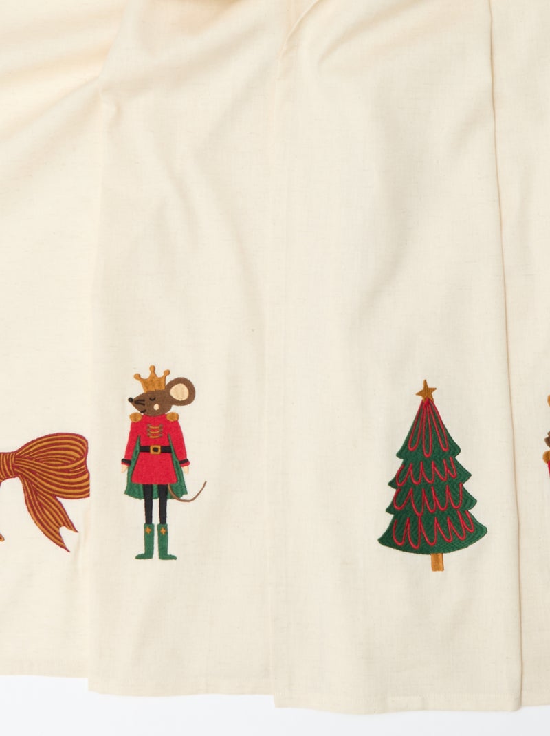 Kersttafelkleed van katoen en linnen met print 150x250 cm Biege - Kiabi