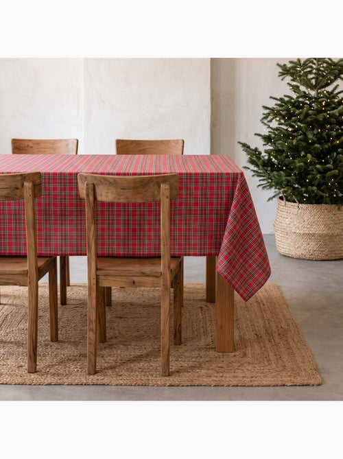 Kersttafelkleed van katoen, goudkleurig reliëfdraad, tartan ruit - gamusi - Kiabi