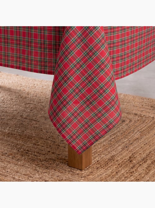 Kersttafelkleed van katoen, goudkleurig reliëfdraad, tartan ruit - gamusi - Kiabi