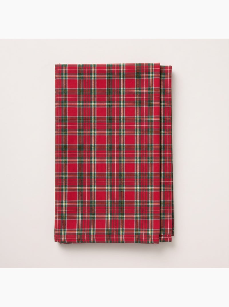 Kersttafelkleed van katoen, goudkleurig reliëfdraad, tartan ruit - gamusi Rood - Kiabi