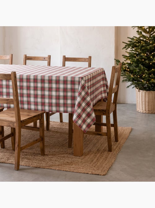 Kersttafelkleed van katoen, goudkleurig reliëfdraad, tartan ruit - gamusi - Kiabi