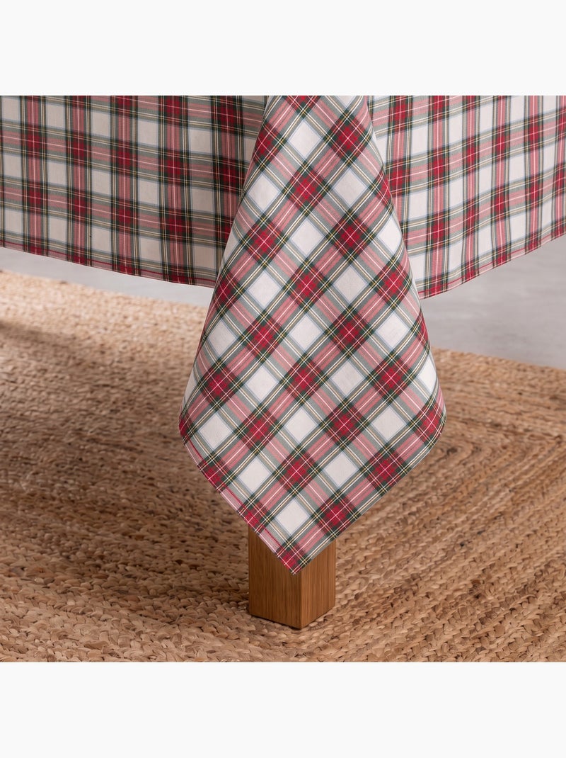 Kersttafelkleed van katoen, goudkleurig reliëfdraad, tartan ruit - gamusi Wit - Kiabi
