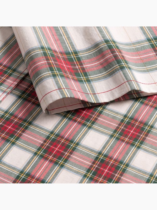 Kersttafelkleed van katoen, goudkleurig reliëfdraad, tartan ruit - gamusi - Kiabi