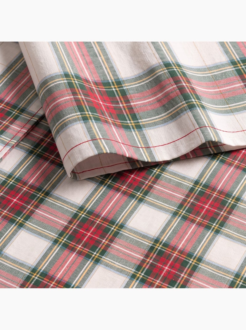 Kersttafelkleed van katoen, goudkleurig reliëfdraad, tartan ruit - gamusi Wit - Kiabi