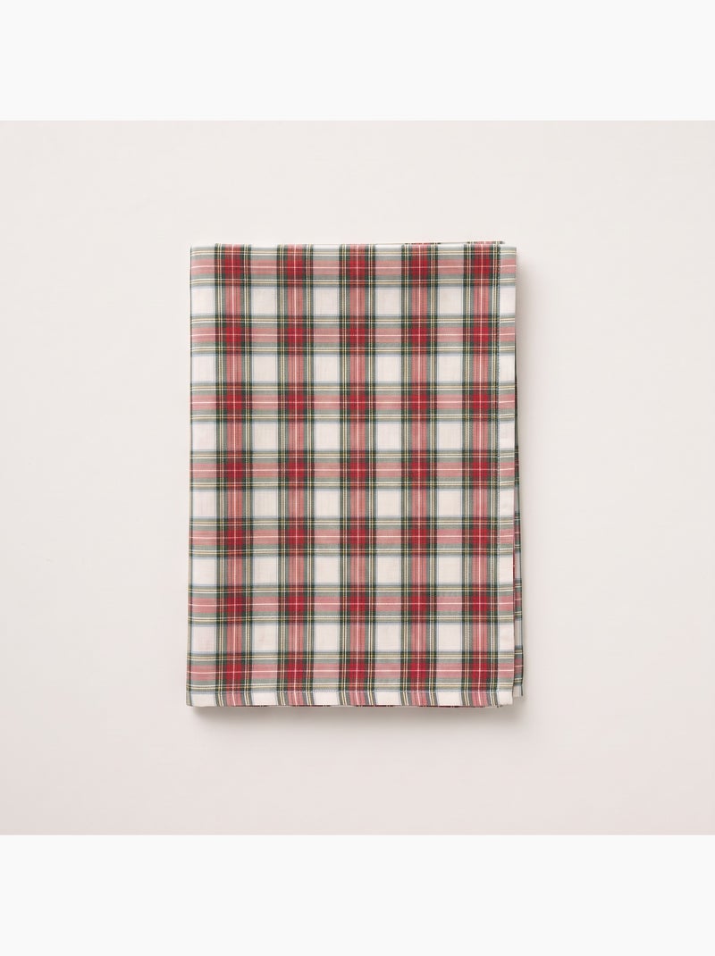 Kersttafelkleed van katoen, goudkleurig reliëfdraad, tartan ruit - gamusi Wit - Kiabi