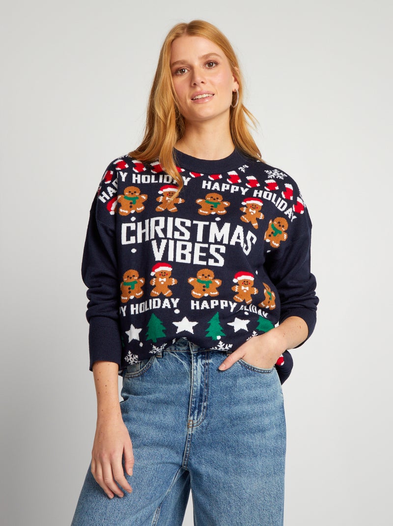 Kersttrui 'Christmas Vibes' BLAUW - Kiabi
