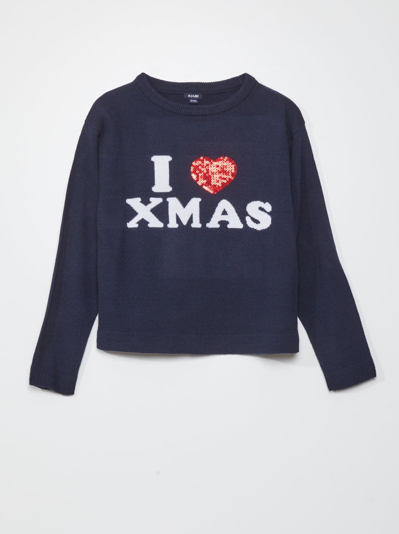 Kersttrui 'I love Xmas' BLAUW - Kiabi