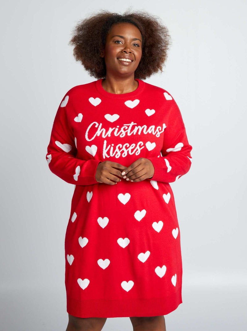 Kersttrui-jurk ROOD - Kiabi