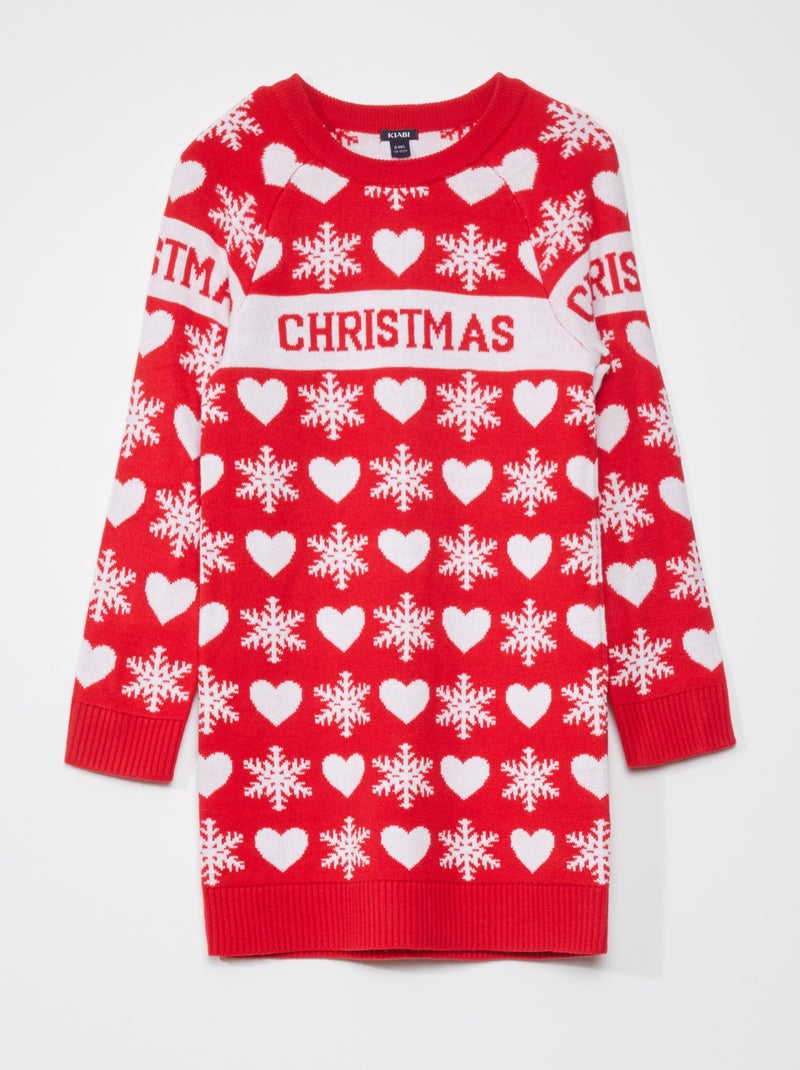 Kersttrui-jurk ROOD - Kiabi