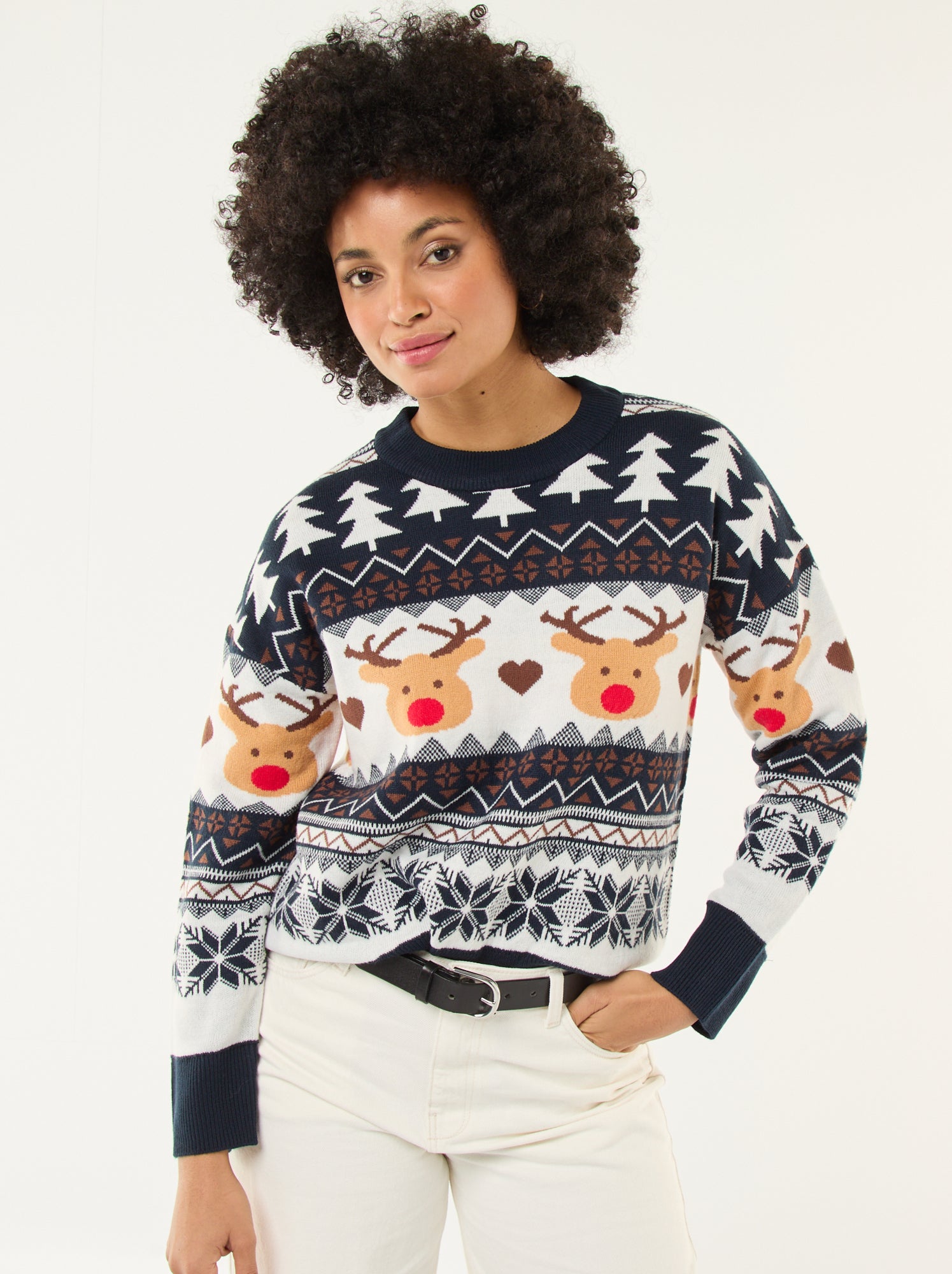 Kersttrui met jacquardmotief - rendier