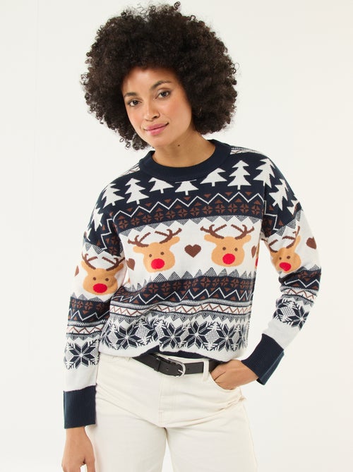 Kersttrui met jacquardmotief - rendier - Kiabi