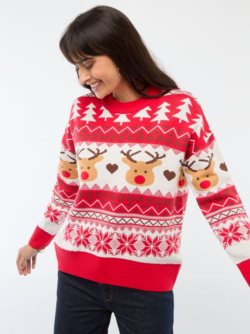 Kersttrui met jacquardmotief - rendier - Kiabi