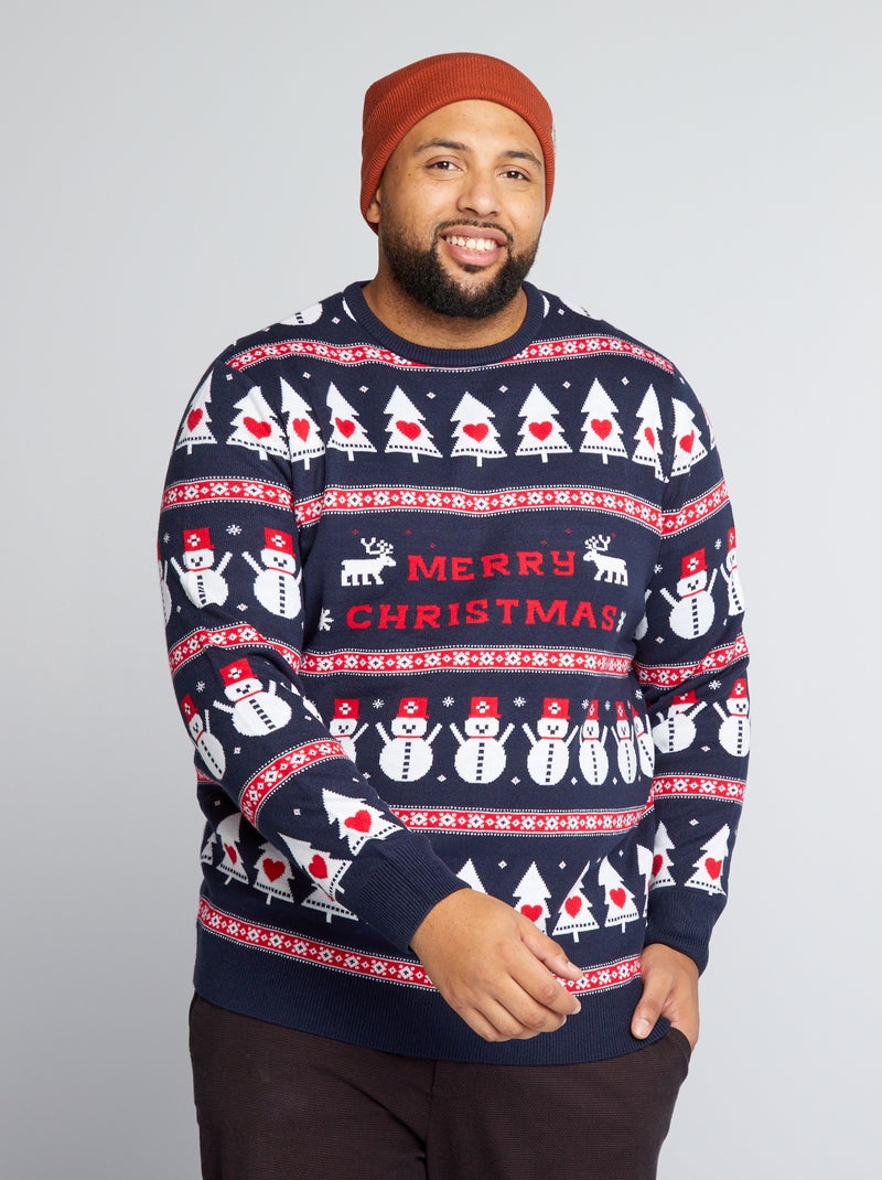 Kersttrui met kerstboommotiefje BLAUW - Kiabi