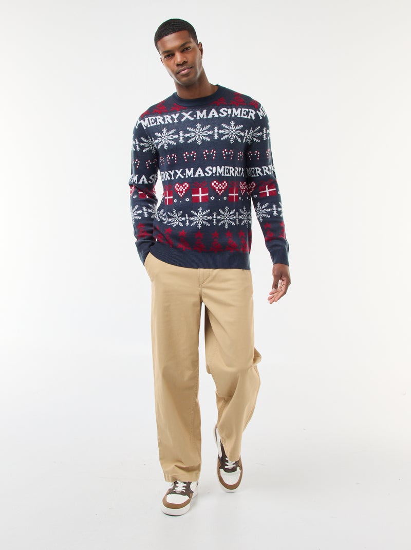 BlauerHafen Kersttrui Voor Heren, Lange Mouwen, Gebreide Ronde Hals Kersttrui Rood Xl 3175284790