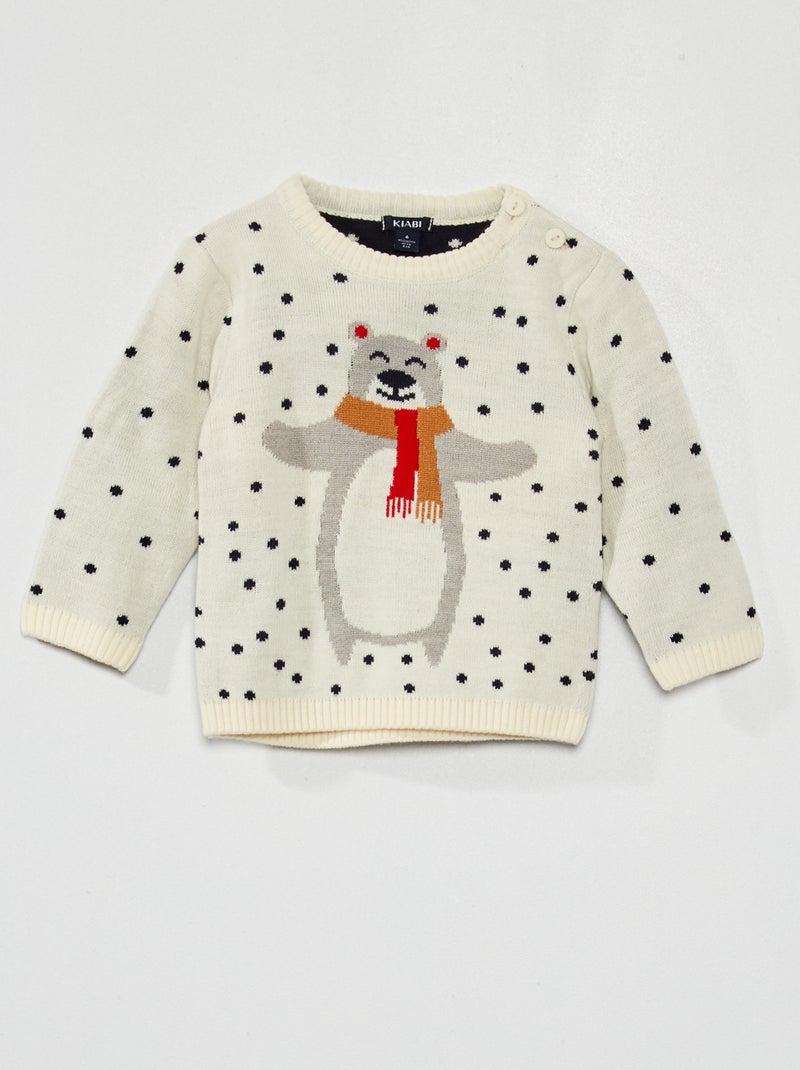 Kersttruitje van jerseystof WIT - Kiabi
