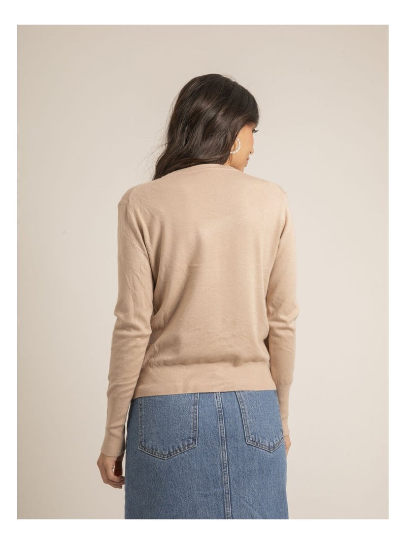 Ketalia dunne trui met ronde hals Beige - Kiabi