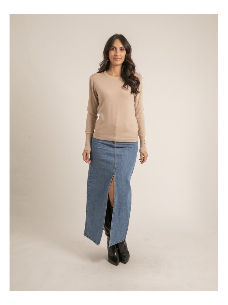 Ketalia dunne trui met ronde hals Beige - Kiabi