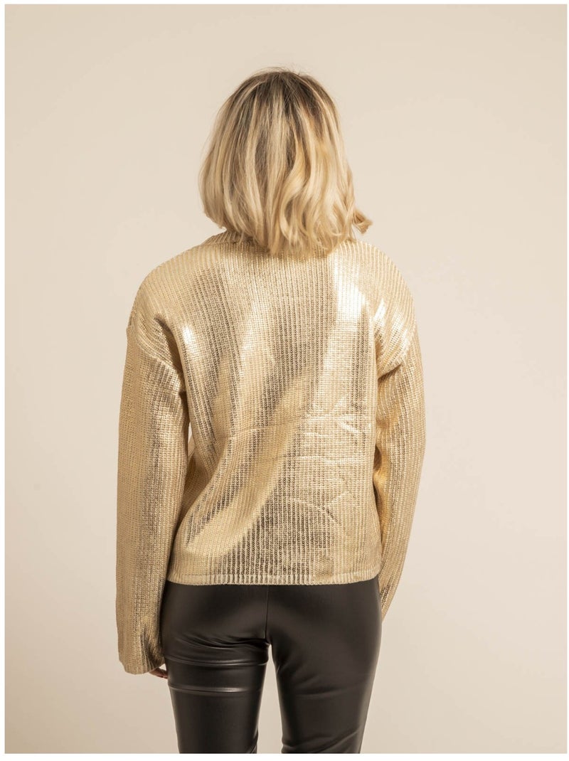 Ketura trui met metallic look Zwart Goud - Kiabi