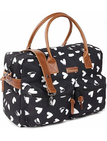 Kidzroom | sac à langer black & white et son matelas coeurs