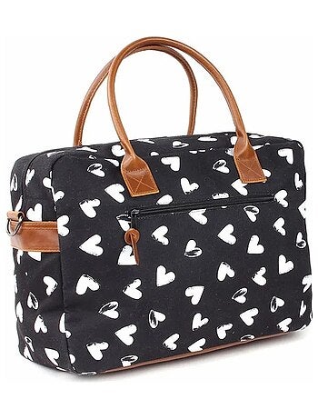 Kidzroom | sac à langer black & white et son matelas coeurs