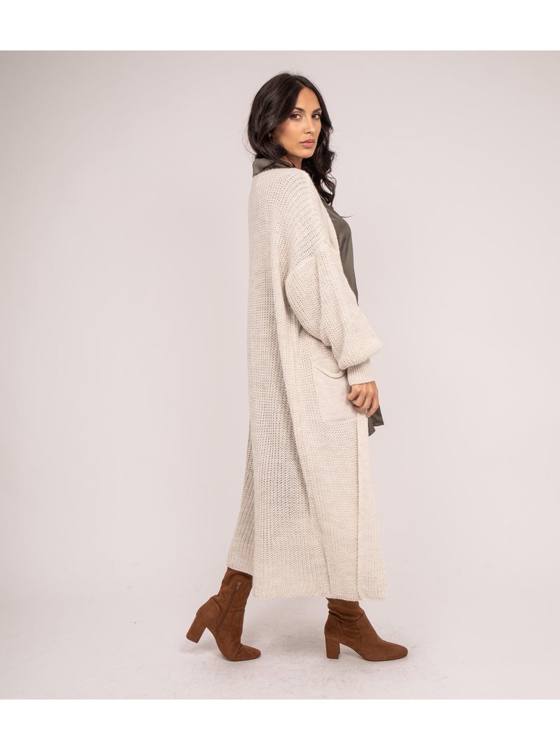 KILIAN lange open cardigan Beige - Kiabi