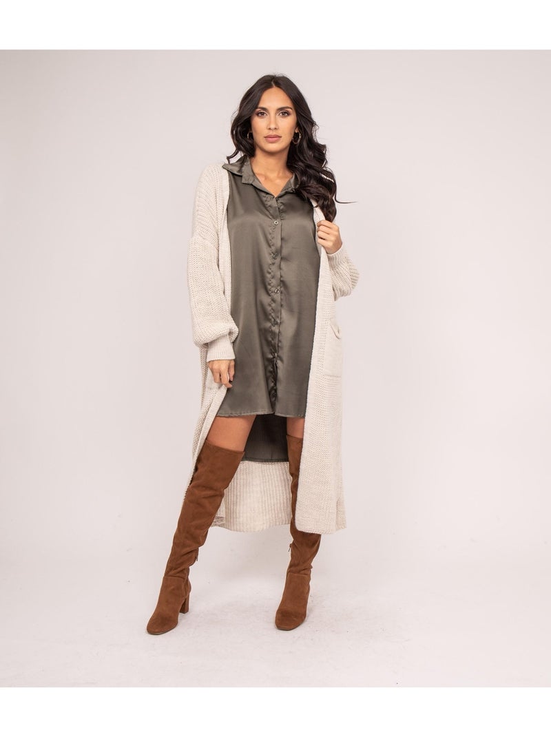 KILIAN lange open cardigan Beige - Kiabi