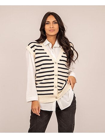 KILISS gestreept mouwloos vest