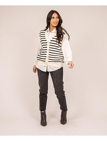 KILISS gestreept mouwloos vest