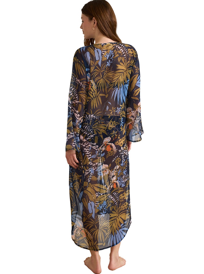 Kimono de plage mi-long amazonia Bleu marine - Kiabi